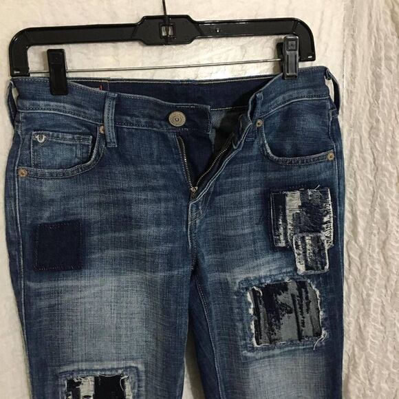 True Religion "Cameron" Patched Distressed Jeans Size 25 - Picture 5 of 12